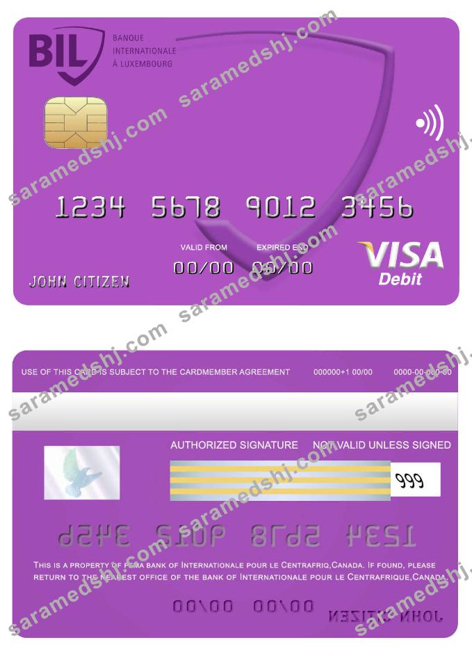 Canada Internationale pour le Centrafrique bank visa card